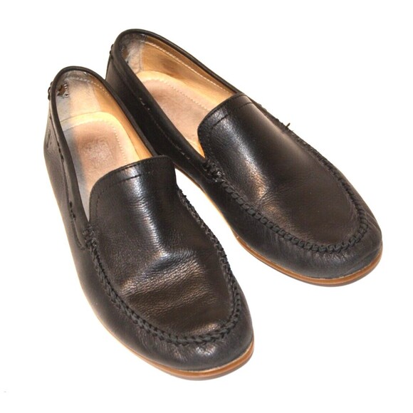 FRYE Black Lewis Venetian Leather Loafers Driving Moccasins Men's sz 9.5 - Picture 1 of 8